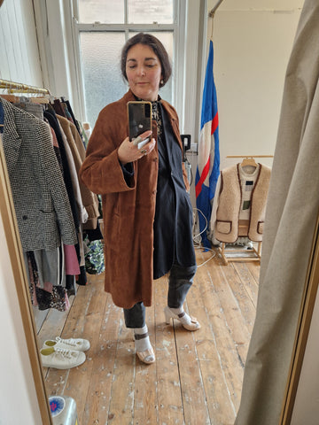 COGNAC SUEDE women's 3/4 coat